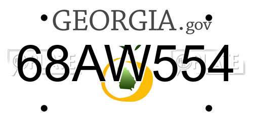68AW554 Georgia License Plate
