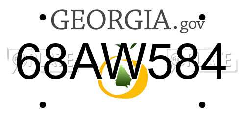 68AW584 Georgia License Plate