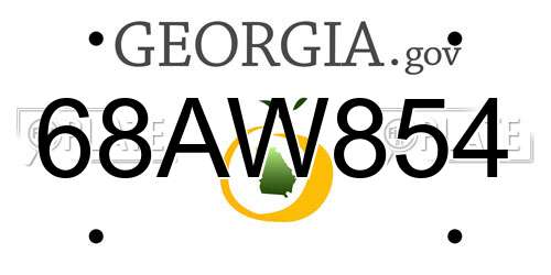 68AW854 Georgia License Plate