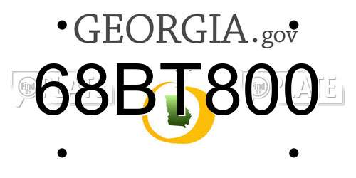 68BT800 Georgia License Plate