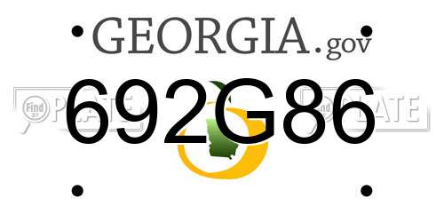 692G86 Georgia License Plate