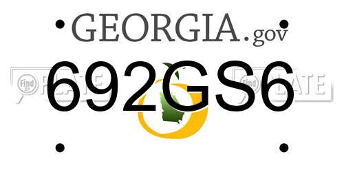 692GS6 Georgia License Plate