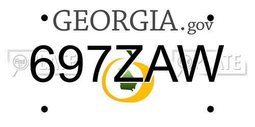 697ZAW Georgia License Plate