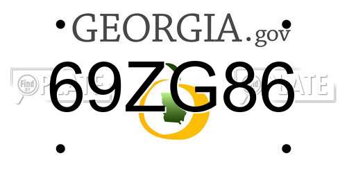 69ZG86 Georgia License Plate