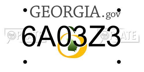 6A03Z3 Georgia License Plate