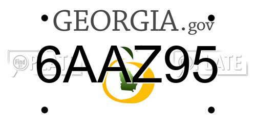 6AAZ95 Georgia License Plate