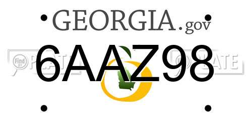 6AAZ98 Georgia License Plate