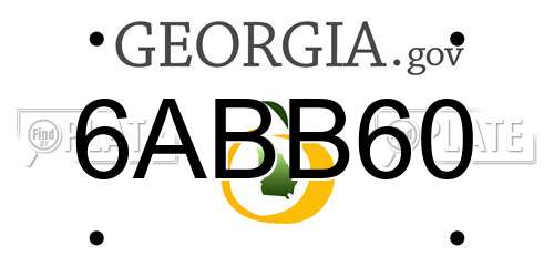6ABB60 Georgia License Plate
