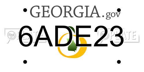 6ADE23 Georgia License Plate