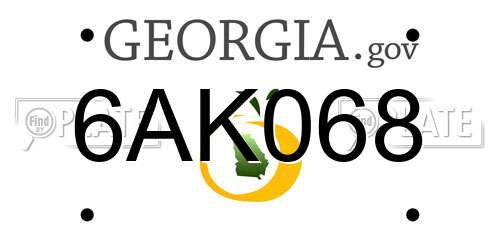 6AK068 Georgia License Plate