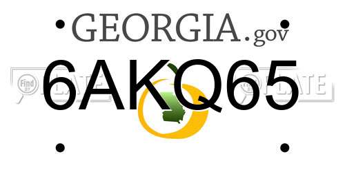 6AKQ65 Georgia License Plate
