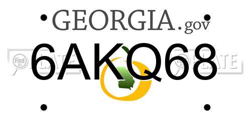 6AKQ68 Georgia License Plate