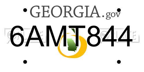 6AMT844 Georgia License Plate
