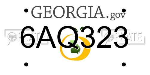 6AQ323 Georgia License Plate