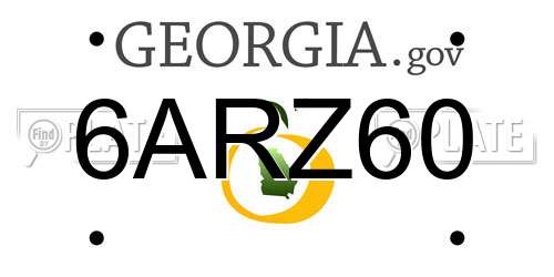 6ARZ60 Georgia License Plate
