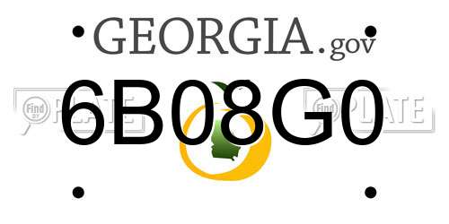 6B08G0 Georgia License Plate