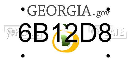 6B12D8 Georgia License Plate