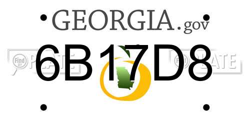 6B17D8 Georgia License Plate