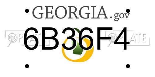 6B36F4 Georgia License Plate
