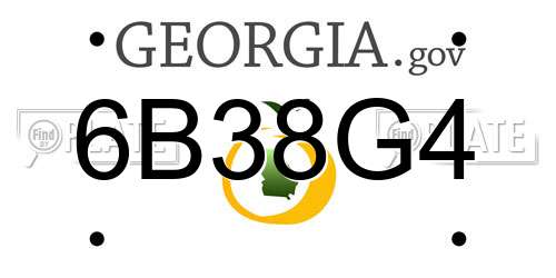 6B38G4 Georgia License Plate