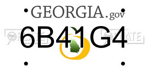 6B41G4 Georgia License Plate