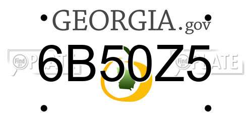 6B50Z5 Georgia License Plate