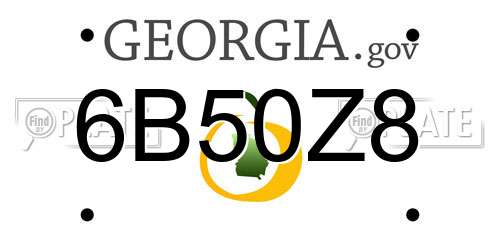 6B50Z8 Georgia License Plate