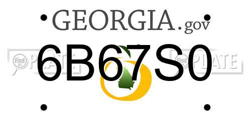 6B67S0 Georgia License Plate