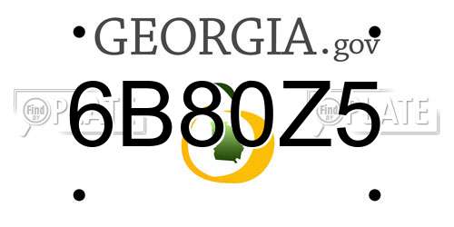6B80Z5 Georgia License Plate