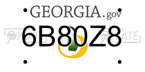 6B80Z8 Georgia License Plate