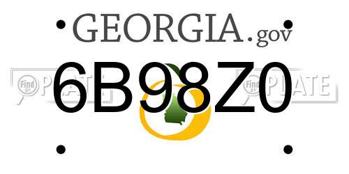 6B98Z0 Georgia License Plate