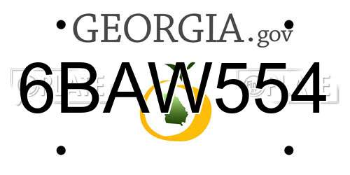 6BAW554 Georgia License Plate