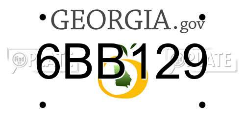6BB129 Georgia License Plate