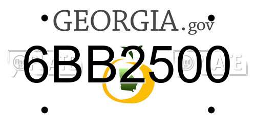 6BB2500 Georgia License Plate