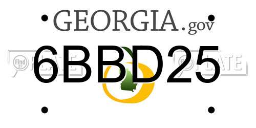 6BBD25 Georgia License Plate