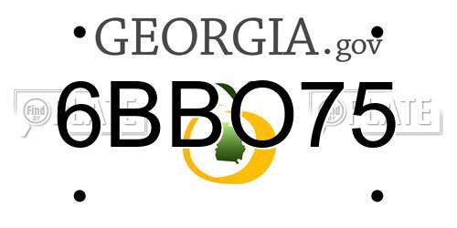 6BBO75 Georgia License Plate