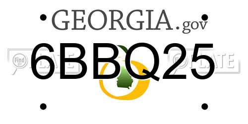 6BBQ25 Georgia License Plate
