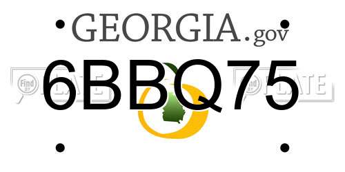 6BBQ75 Georgia License Plate