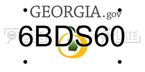 6BDS60 Georgia License Plate