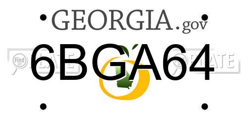 6BGA64 Georgia License Plate