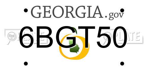 6BGT50 Georgia License Plate