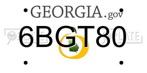 6BGT80 Georgia License Plate