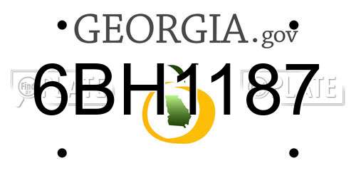 6BH1187 Georgia License Plate