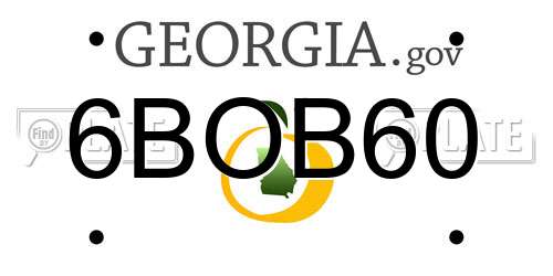 6BOB60 Georgia License Plate