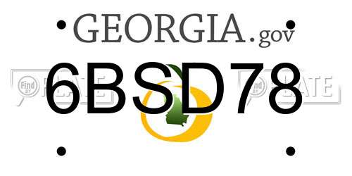 6BSD78 Georgia License Plate