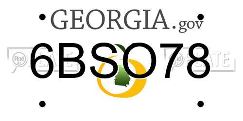 6BSO78 Georgia License Plate
