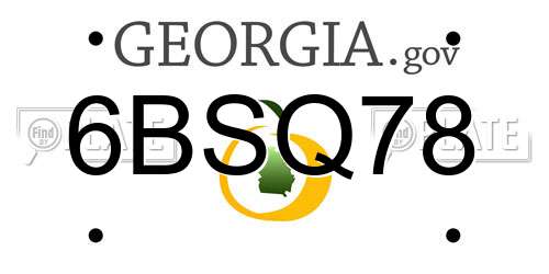 6BSQ78 Georgia License Plate