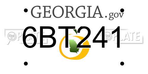 6BT241 Georgia License Plate