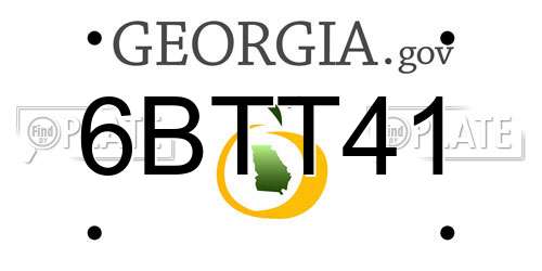 6BTT41 Georgia License Plate