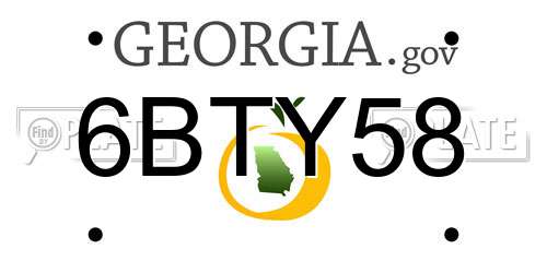 6BTY58 Georgia License Plate